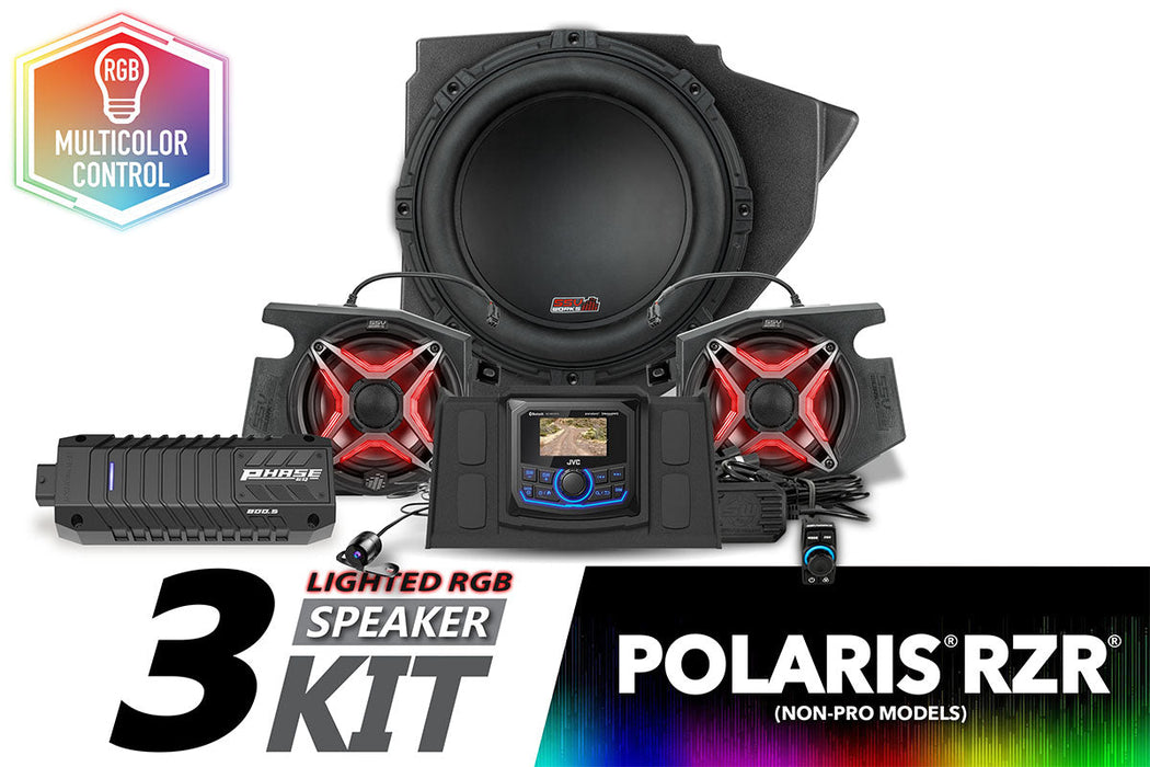 SSV Works 2014-2023 Polaris RZR V-Spec 3-Speaker Plug-&-Play Kit with JVC