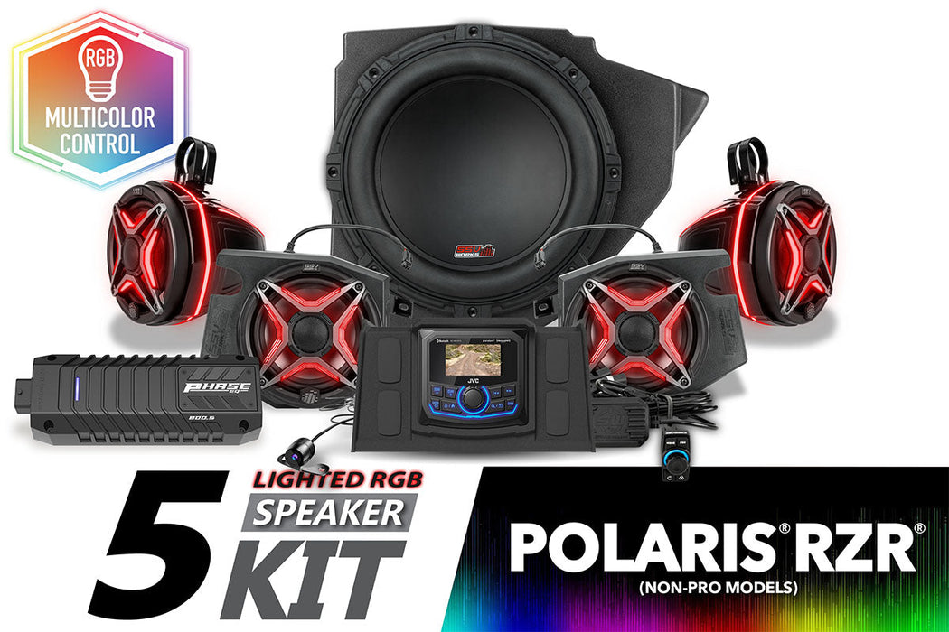 SSV Works 2014-2023 Polaris RZR V-Spec 5-Speaker Plug-&-Play Kit with JVC