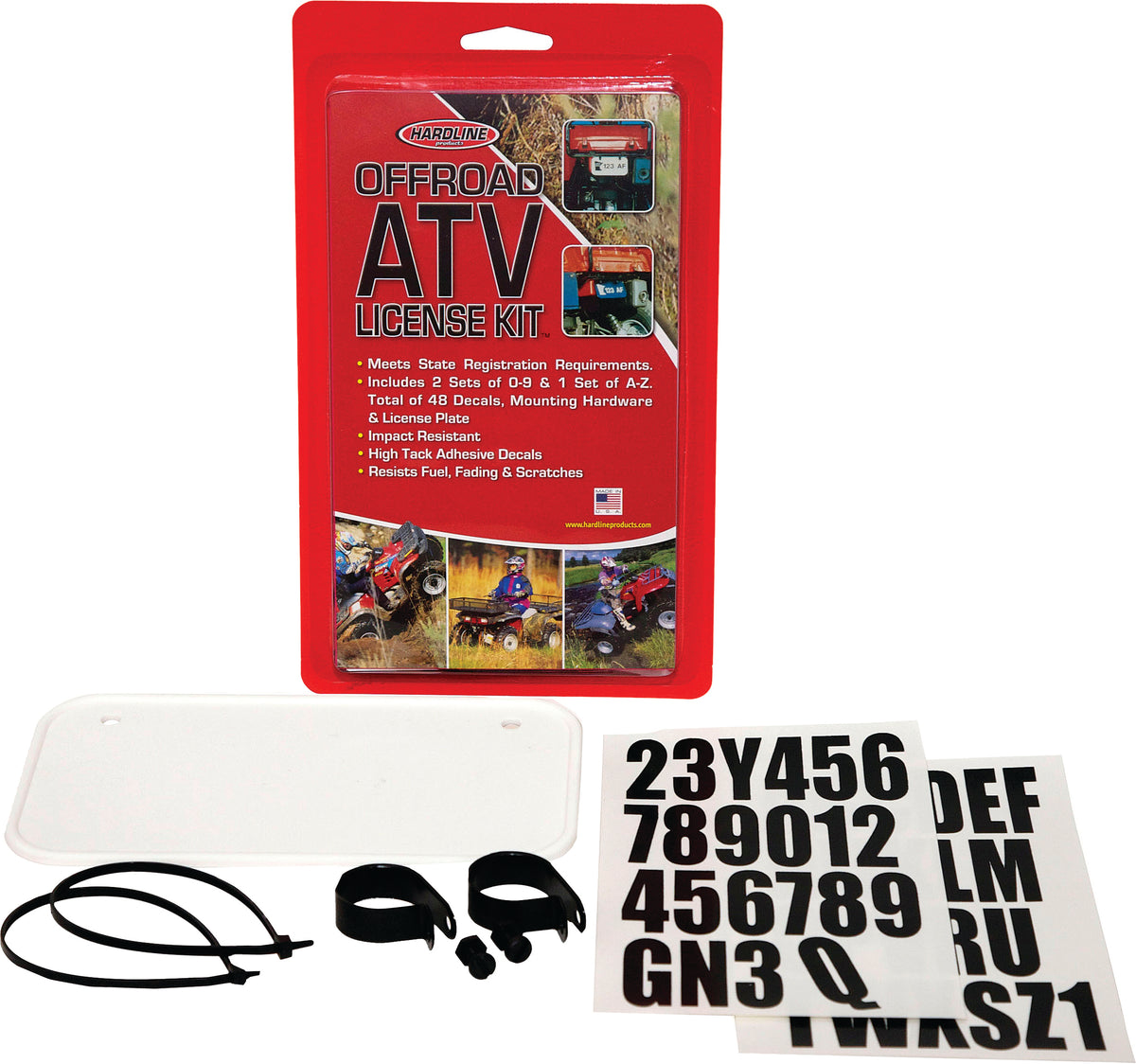 Hardline ATV License Plate Kit With Custom Background - Carbon Fiber American Flag Camo Designs