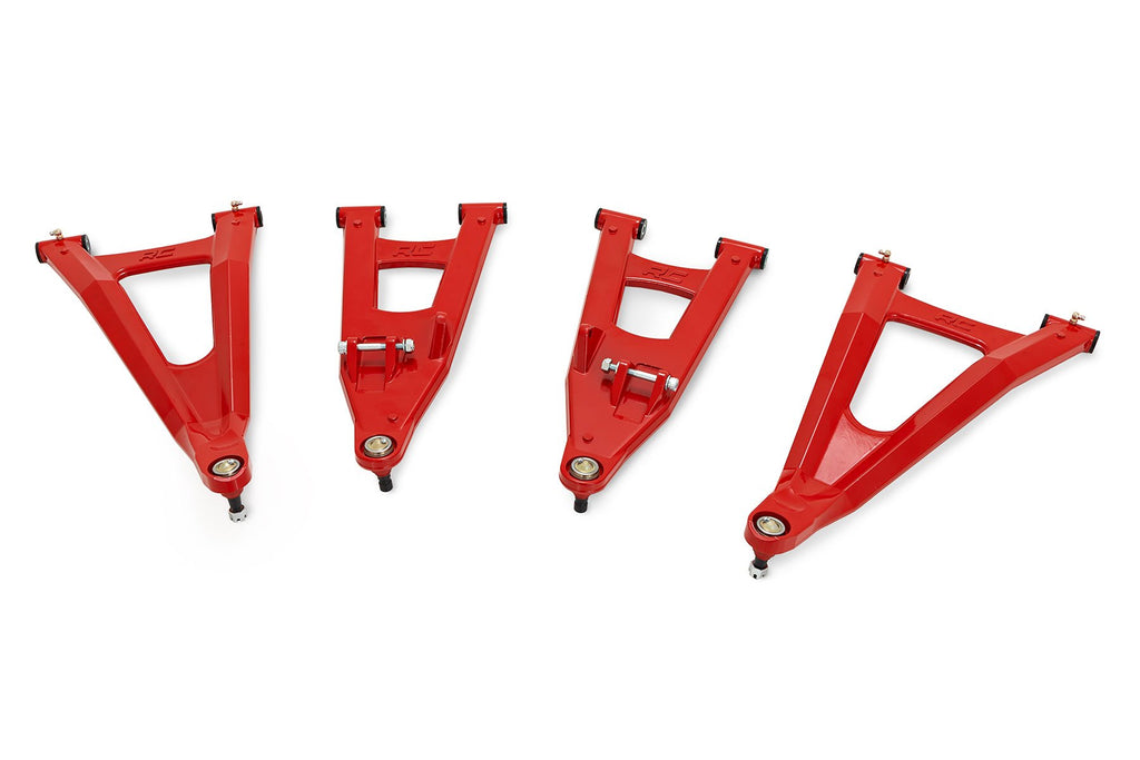 Rough Country Red Forged Alum High Clearance 2" Fwd Offset Control Arms w/Ball Joints for 2017-2023 Polaris Ranger 1000XP