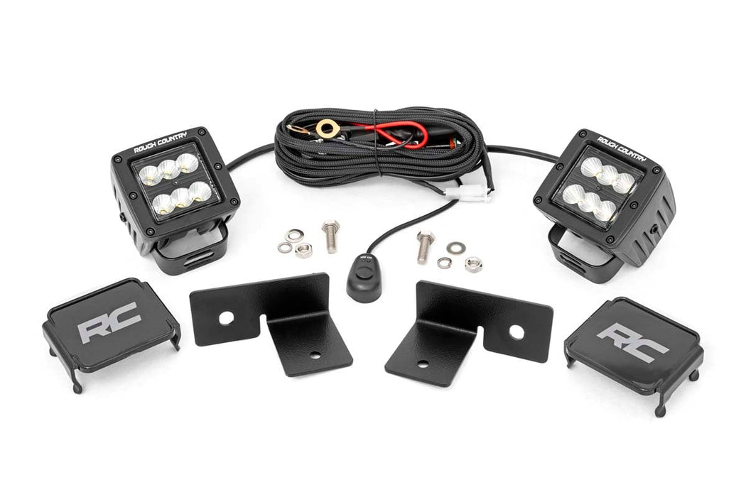 Rough Country LED Light Under Bed Mount 2" Black Pair Spot for 2016-2023 Polaris General/General XP