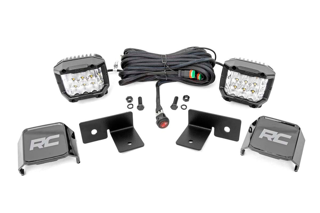 Rough Country LED Light Under Bed Mount 2" Chrome Pair Wide Angle for 2016-2023 Polaris General/General XP