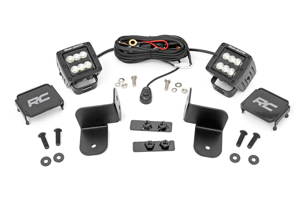 Rough Country LED Light Rear Mount 2" Black Pair Flood for 2017-2023 Polaris Ranger 1000/Ranger XP 1000