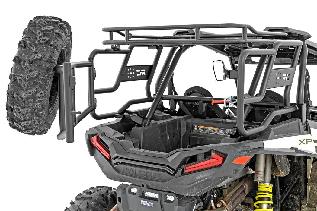 Rough Country Tubular Rear Cargo Rack Spare Tire Mount for 2014-2021 Polaris RZR XP 1000