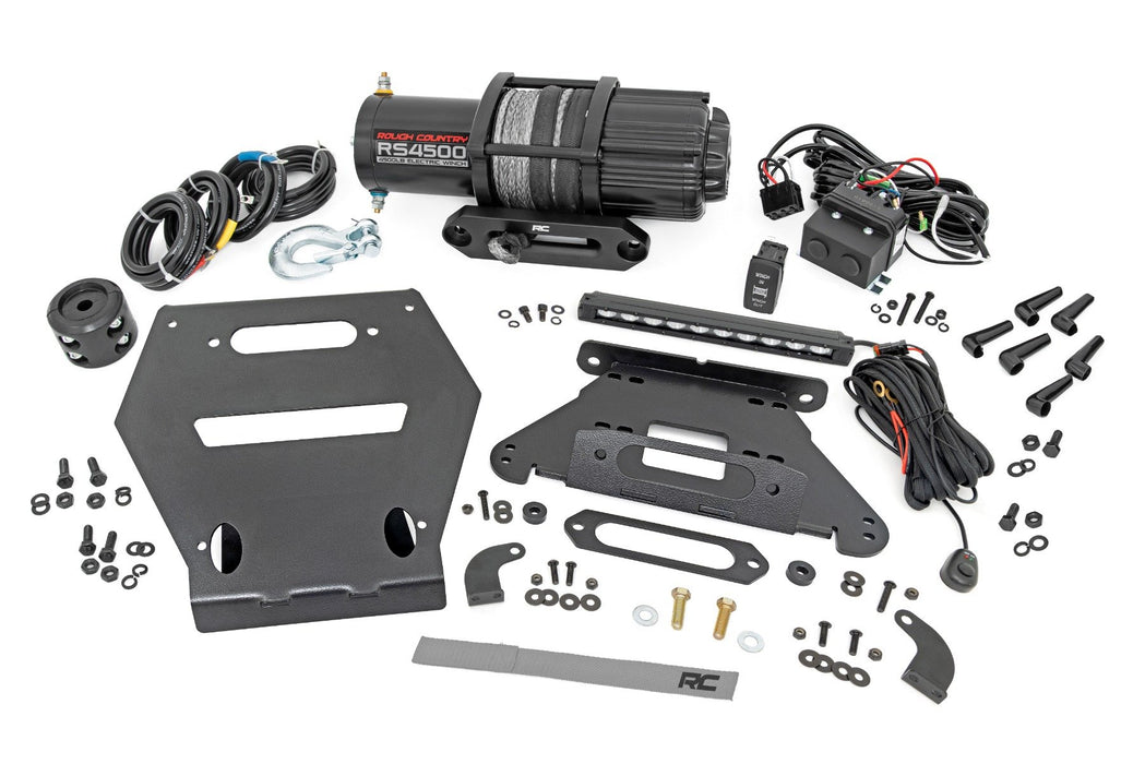 Rough Country LED Light Winch Mount RS4500S 10" Black Slimline for 2022-2023 Polaris RZR Pro R