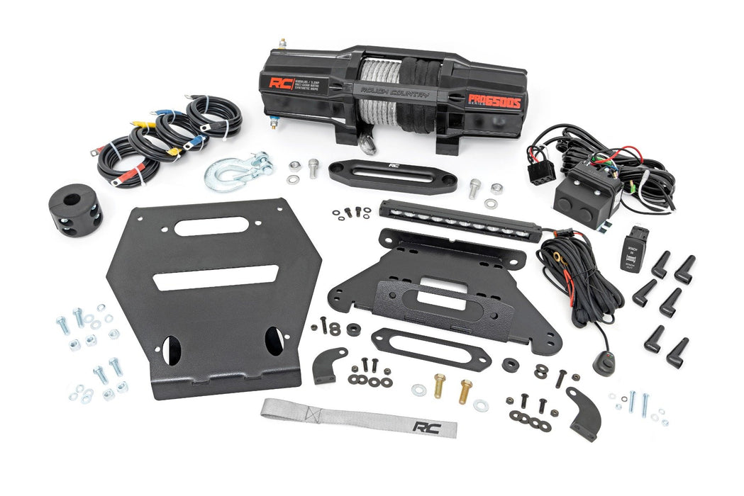 Rough Country LED Light Winch Mount RS6500S 10" Black Slimline for 2022-2023 Polaris RZR Pro R