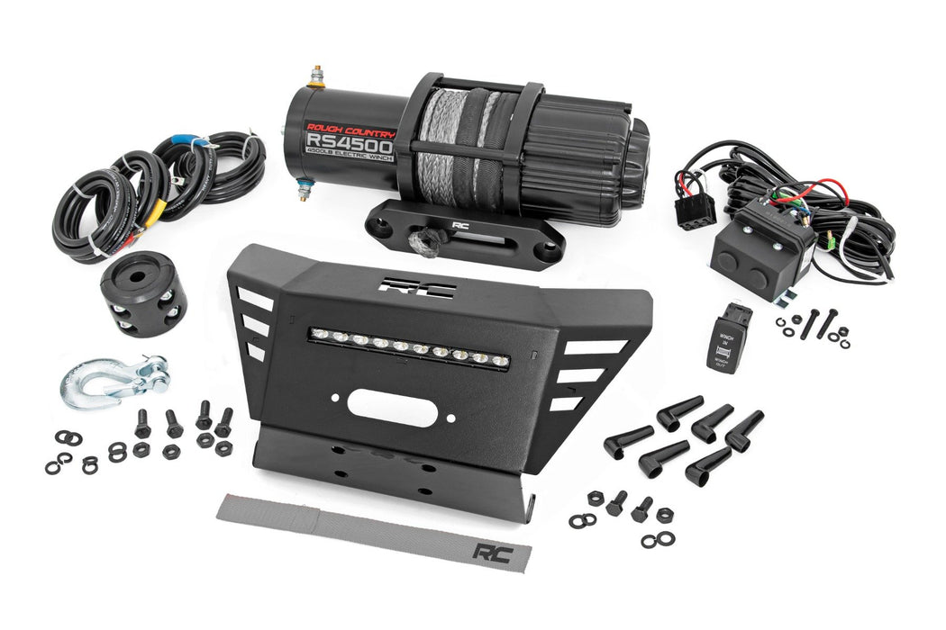 Rough Country Winch Plate 4500-LB Winch 10" Black Slimline for 2021-2023 Honda Pioneer 520
