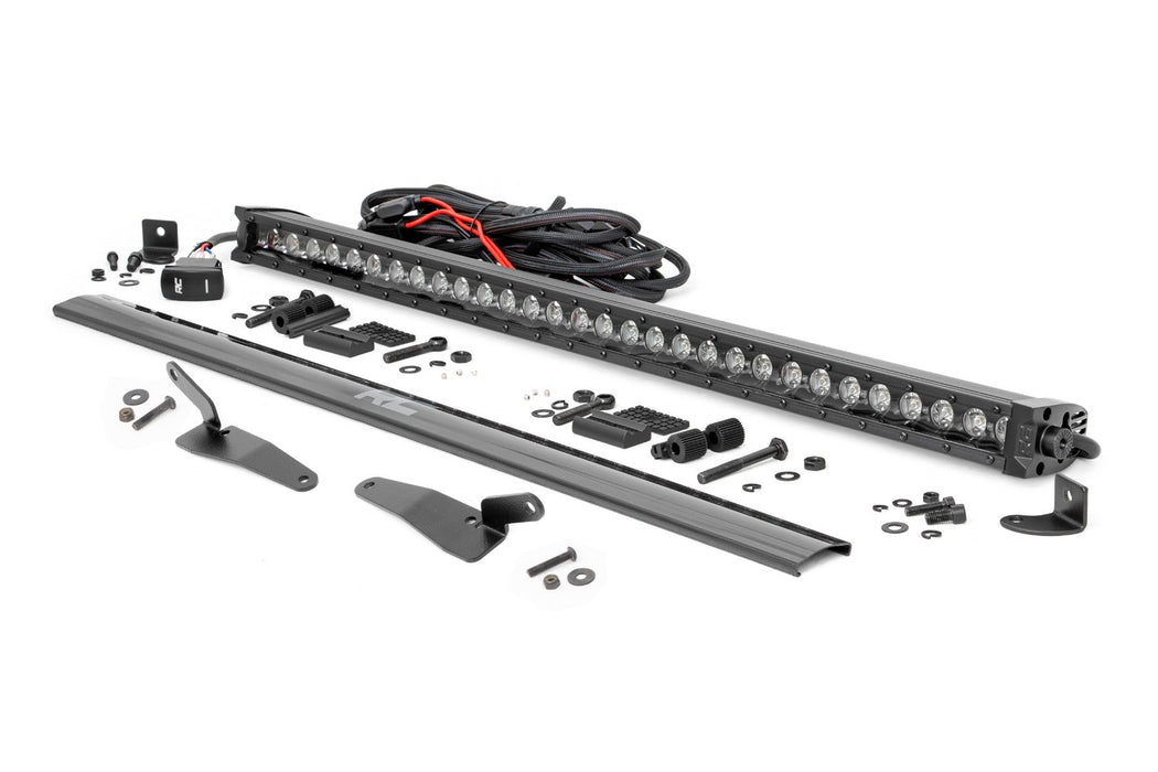 Rough Country 30" Single Row Light Mount Front Black Series White DRL for 2022-2023 Polaris RZR Turbo R 4WD