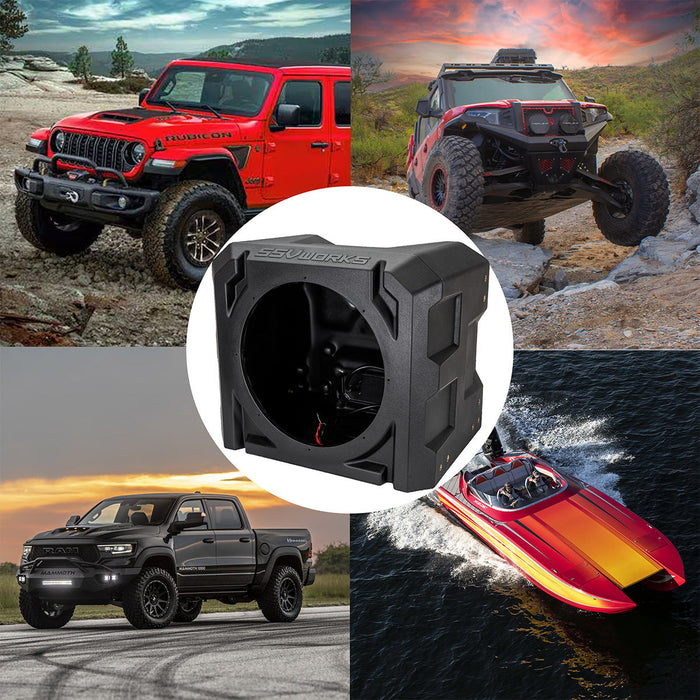 SSV Works Universal 10-Inch Subwoofer Enclosure - High-Strength Rotomolded Design, Durable & Weather-Resistant, Perfect for Car, Truck, Boat or UTV Audio Upgrades, Enhanced Bass Performance