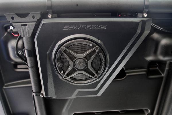 SSV Works Yamaha Wolverine X4 Audio Pod System with MRB3 Dash Kit and Overhead Front Speaker Pods