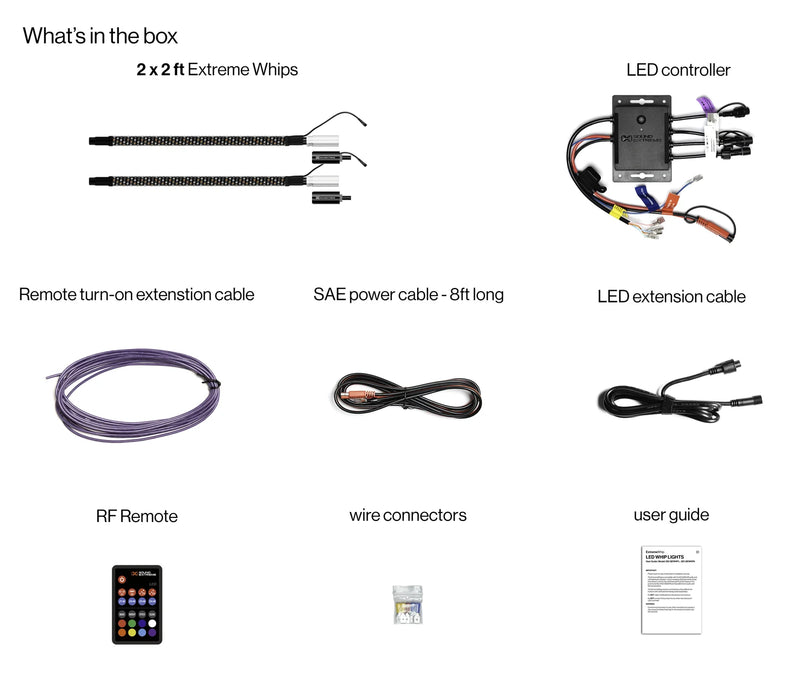 EcoXGear Extreme Whip Kit Qty 2 x 2ft plus LEDCast Controller