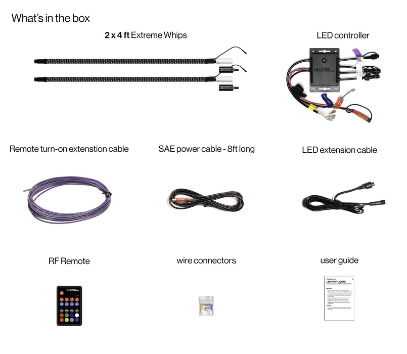 EcoXGear Extreme Whip Kit Qty 2 x 4 ft plus LEDCast Controller