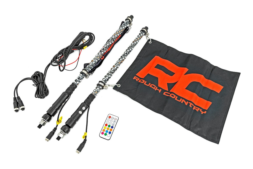 Rough Country LED Light Whip Kit 2 ft Multi-Color 2-pc