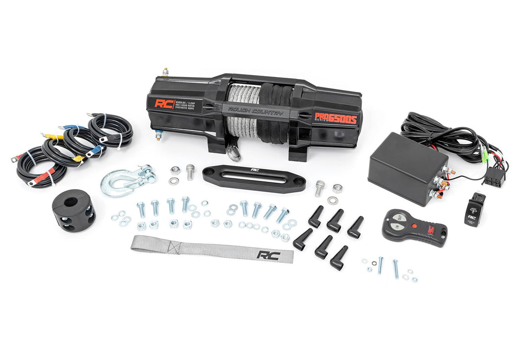 Rough Country 6500-LB Winch W/ Remote UTV Synthetic Rope