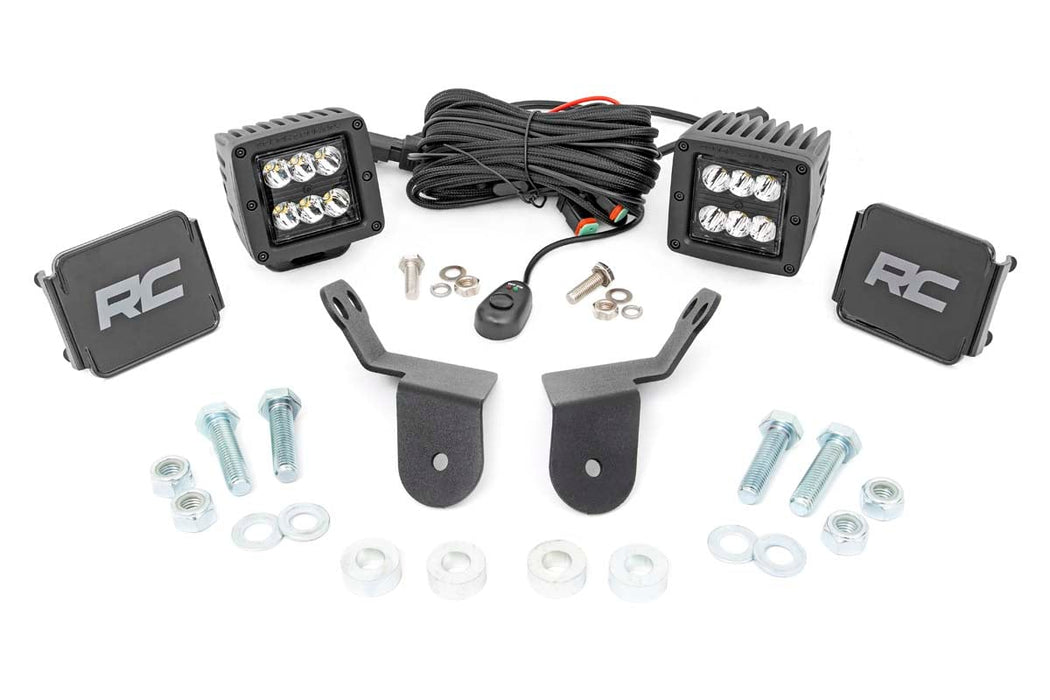 Rough Country LED Light Kit Cage Mount 2" Black Pair for 2016-2023 Honda Pioneer
