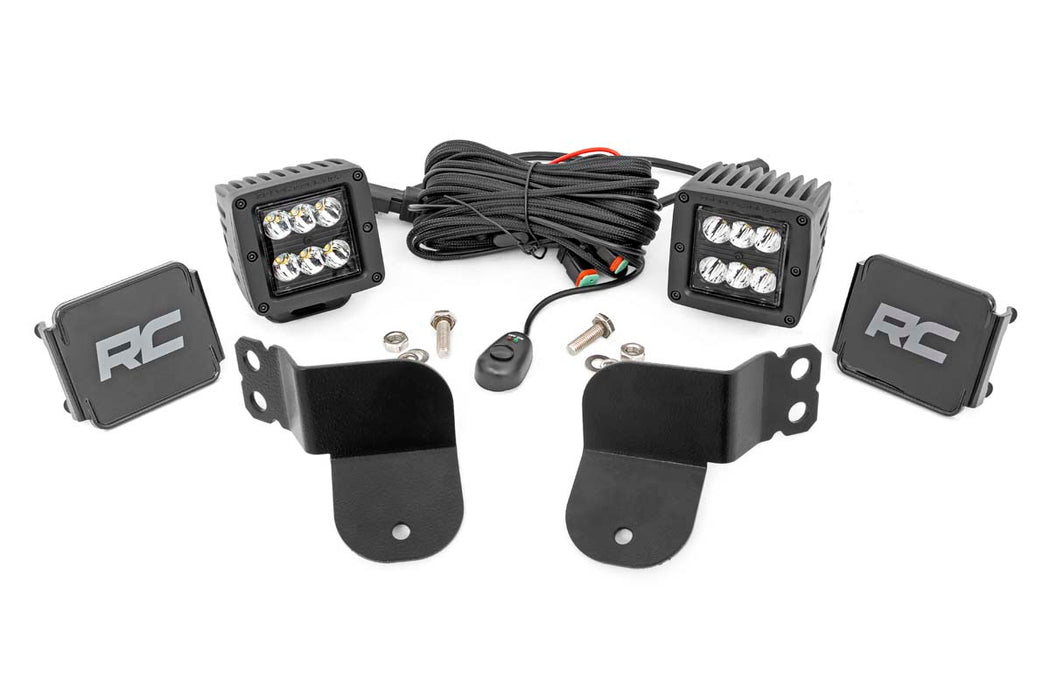 Rough Country LED Light Cage Mount 2" Black Pair Spot for 2016-2023 Polaris General/General XP