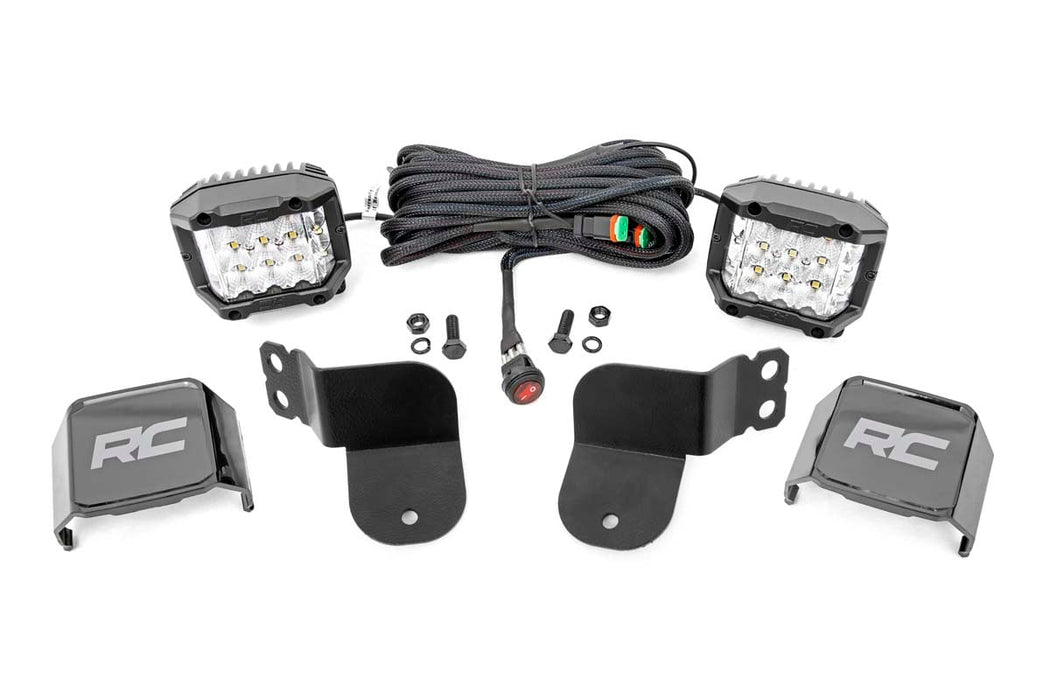 Rough Country LED Light Kit Cage Mount 3" OSRAM Wide Angle for 2016-2023 Polaris General