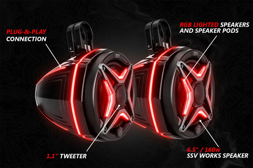 SSV Works 2020-2024 Kawasaki KRX1000 2-Seater V-Spec 5-Speaker Audio-Kit w/JVC