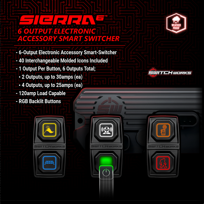SSV Works Sierra6, 6-Switch, 3-Rocker Electronic Accessory Smart Switcher - Universal