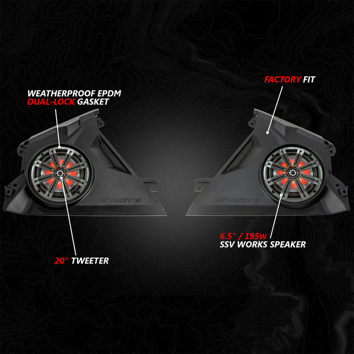 SSV Works 2024-2025 Can-Am® Maverick R, Phase-6 K-Spec 1650watt 6-Speaker Stereo System with Kicker Horns