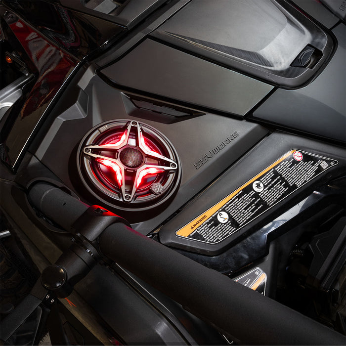 SSV Works 2024-2025 Can-Am® Maverick R, Phase-6 K-Spec 1650watt 6-Speaker Stereo System with Kicker Horns