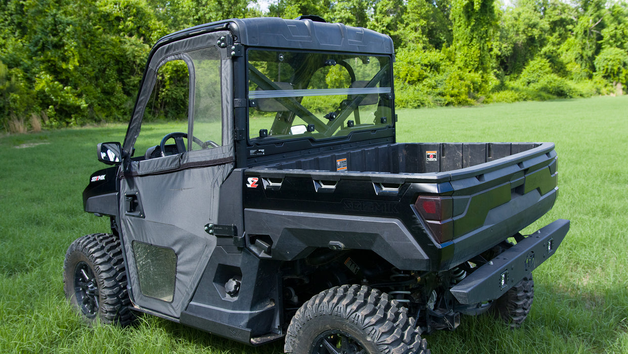 Seizmik Hard Rear Folding Windshield (UV Resistant Polycarbonate) ? Polaris Full Size Pro-Fit Ranger