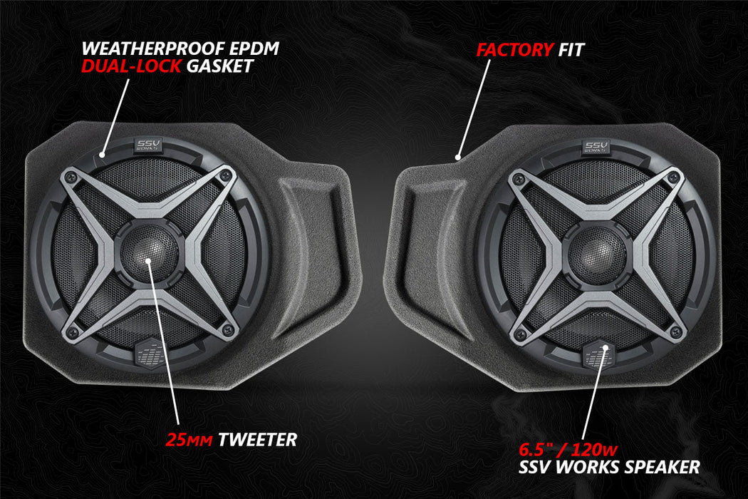 SSV Works 2018-2024 Polaris Ranger XP1000 A-Spec SSV Works 5-Speaker Audio System w/JVC
