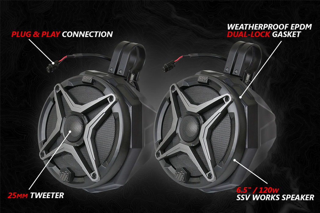 SSV Works 2018-2024 Polaris Ranger XP1000 A-Spec SSV Works 5-Speaker Audio System w/JVC