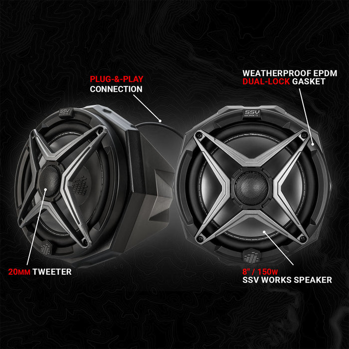 SSV Works Universal 8" Cage-Mount Speaker-Pods for UTVs, Boats and more