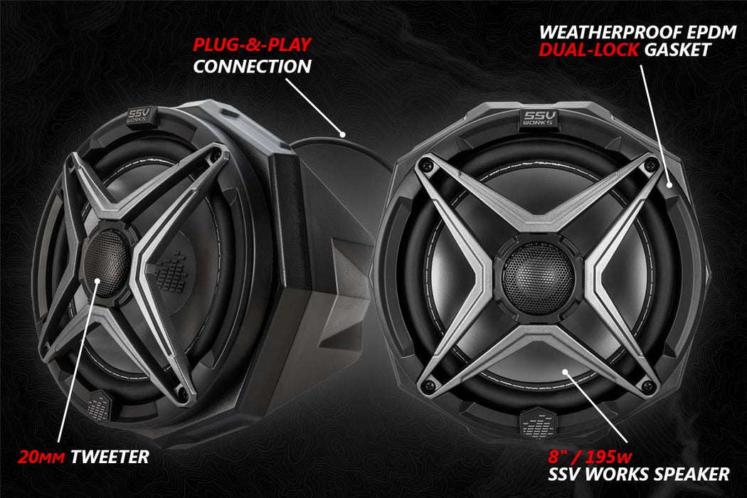SSV Works 2020-2024 Kawasaki KRX1000 2-Seater Phase X 5-Speaker SSV Works Audio-Kit