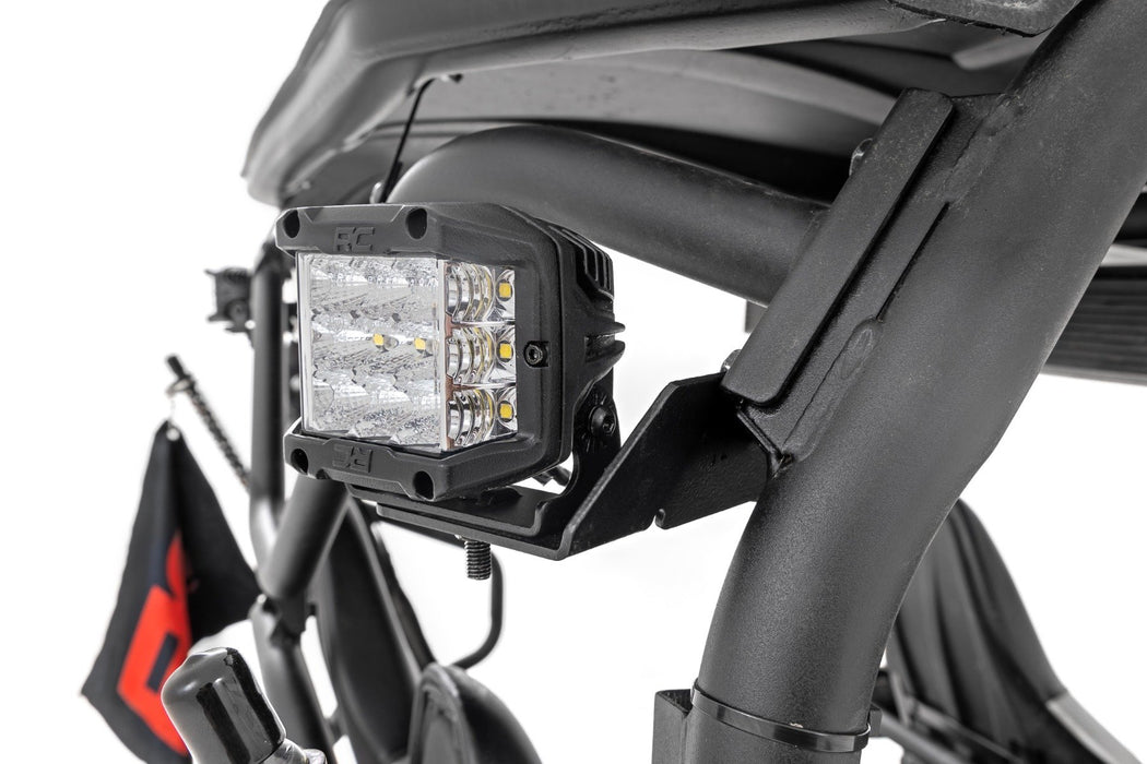 Rough Country LED Light Kit Rear Mount 2" Black Pair Flood Kawasaki Teryx 800/Teryx4 800