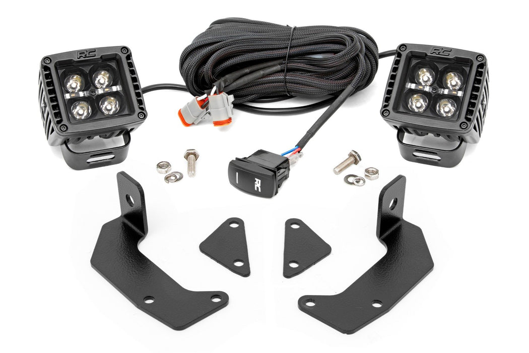 Rough Country LED Light Kit Cage Mount 2" Black Pair White DRL CFMOTO UFORCE 1000