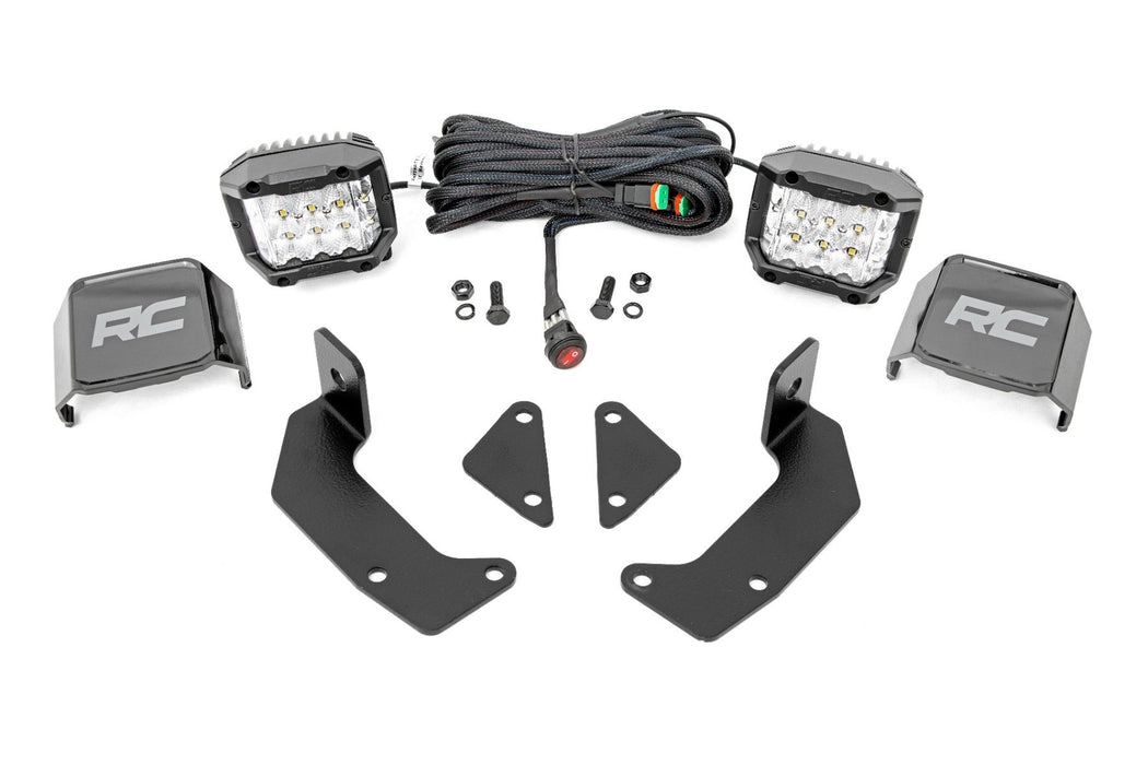 Rough Country LED Light Kit Cage Mount 2" Chrome Pair Wide Angle CFMOTO UFORCE 1000