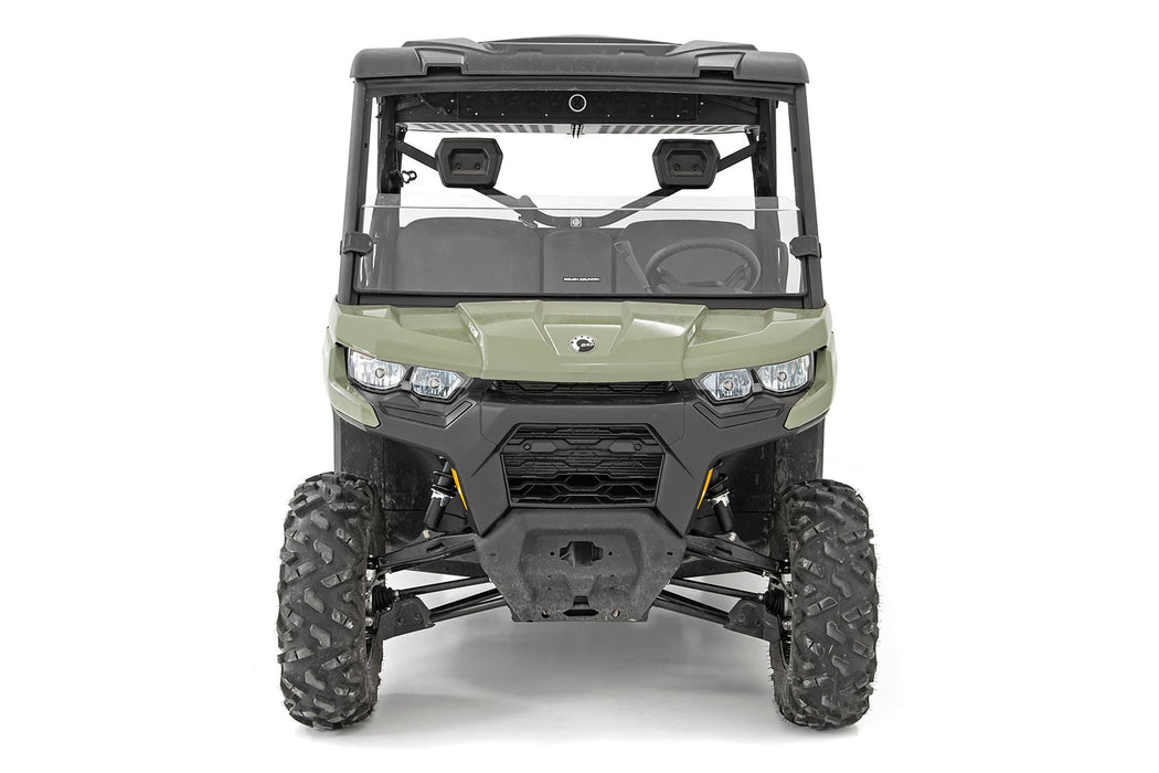 Rough Country Half Windshield Scratch Resistant for 2016-2023 Can-Am Defender HD 5/HD 8/HD 9/HD 10