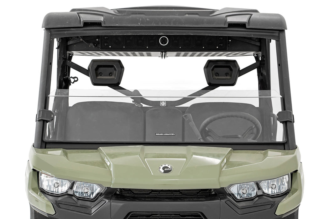 Rough Country Half Windshield Scratch Resistant for 2016-2023 Can-Am Defender HD 5/HD 8/HD 9/HD 10