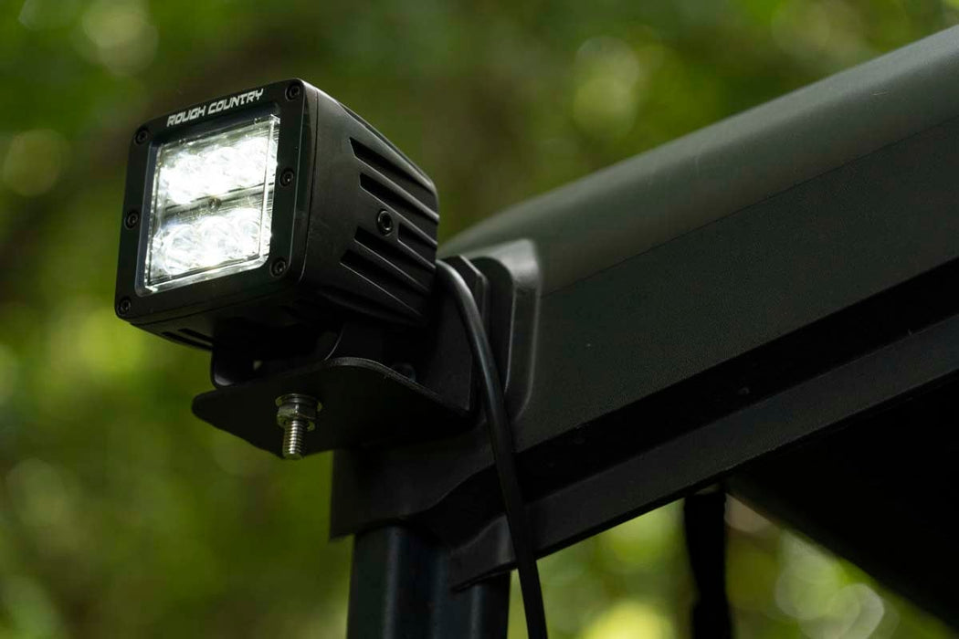 Rough Country LED Light Cab Mount 2" Black Pair Flood for 2016-2023 Can-Am Defender HD 5/HD 8/HD 9/HD 10