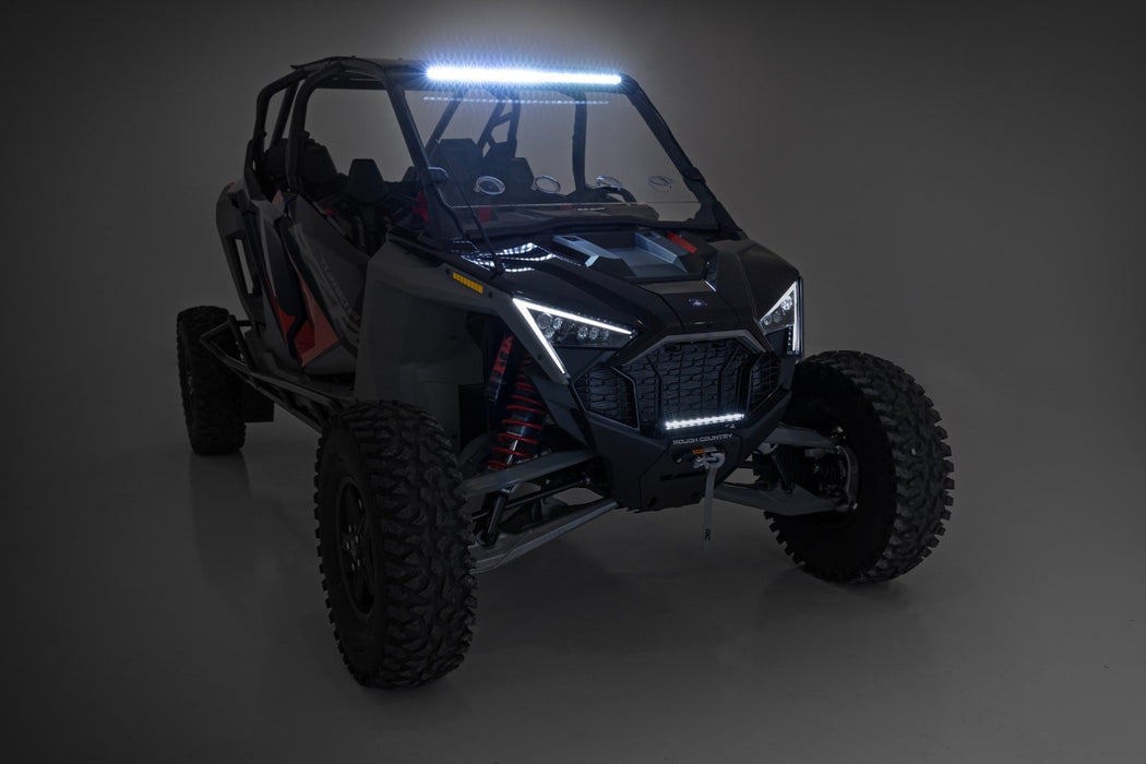 Rough Country 30" Single Row Light Mount Front Black Series White DRL for 2022-2023 Polaris RZR Turbo R 4WD