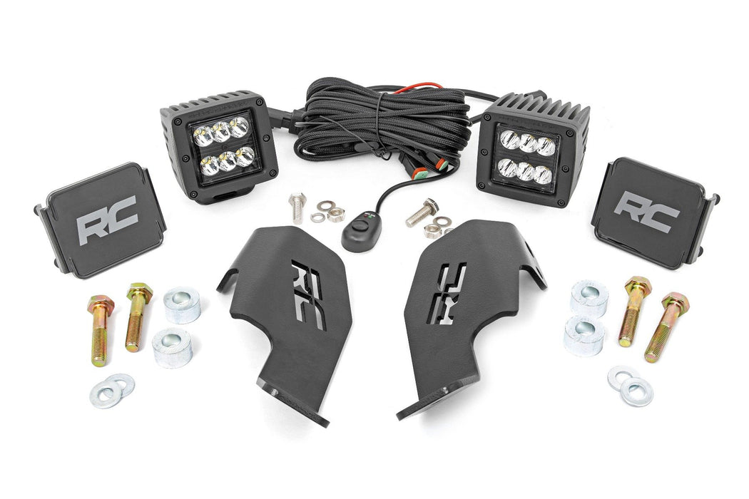 Rough Country LED Light Kit Cage Mount 2" Black Pair for 2019-2023 Honda Talon