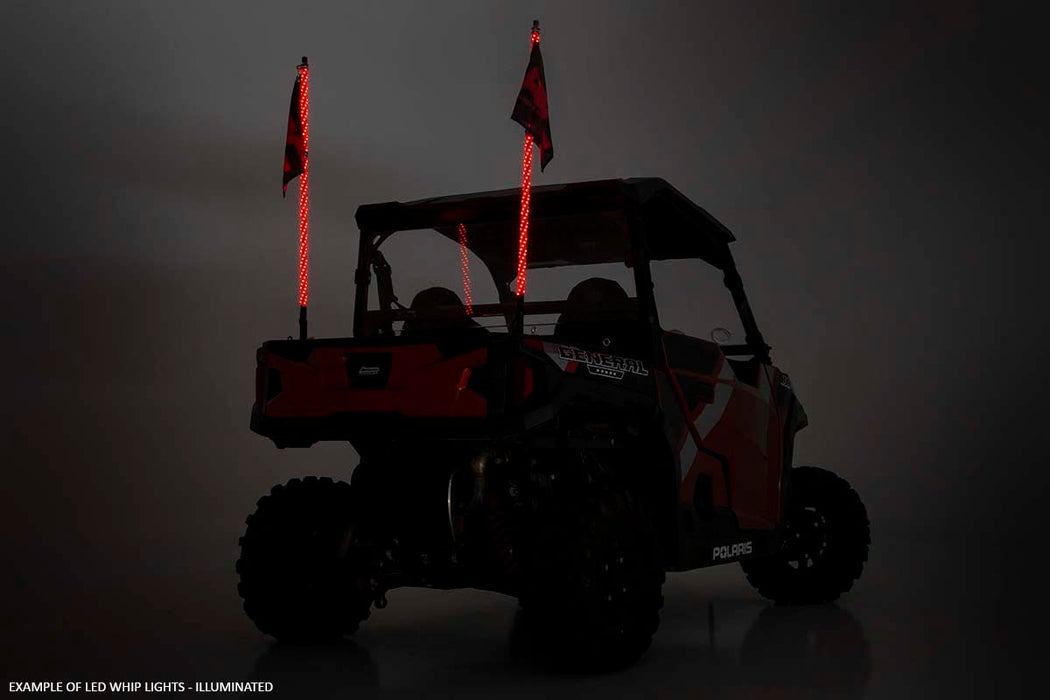 Rough Country Whip Mount Cage 4' Multl-Color LED Whip Pair for 2014-2022 Polaris RZR