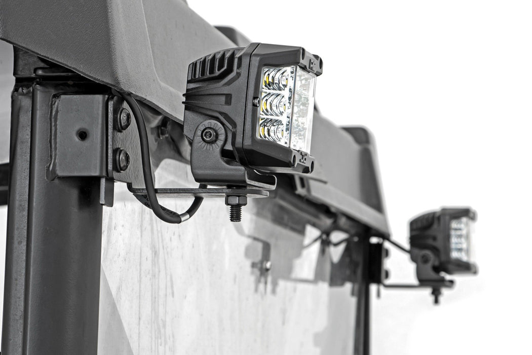 Rough Country LED Light RR Cage Mount 2" Black Spot Pair for 2013-2023 Polaris Ranger 1000/Ranger XP 900/1000