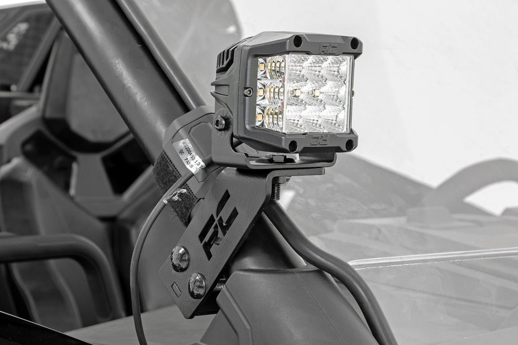 Rough Country LED Light Kit "A" Pillar Mount 2" Black Pair Amber DRL for 2020-2023 Polaris RZR PRO XP