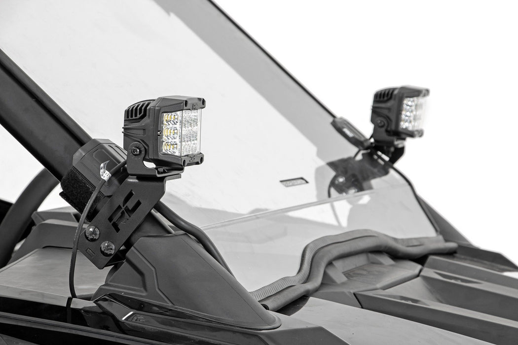 Rough Country LED Light Kit "A" Pillar Mount 2" Black Pair Amber DRL for 2020-2023 Polaris RZR PRO XP