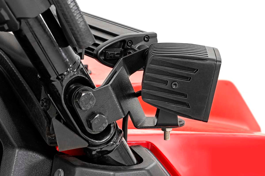 Rough Country LED Light Cage Mount 2" Black Pair White DRL for 2016-2023 Honda Pioneer 1000/1000-5