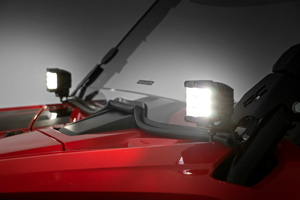 Rough Country LED Light Kit Cage Mount 2" Chrome Pair Wide Angle for 2019-2023 Honda Talon 1000R