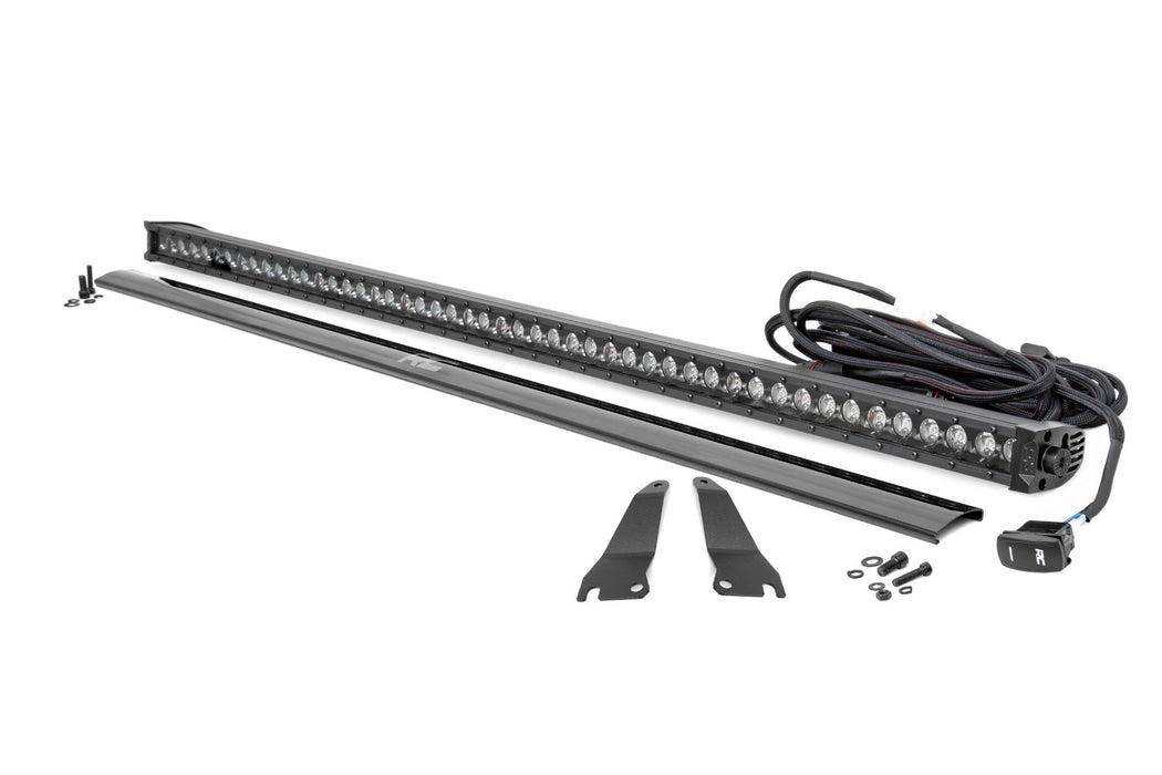 Rough Country LED Light Kit Cage Mount 50" Black Single Row White DRL Kawasaki Teryx