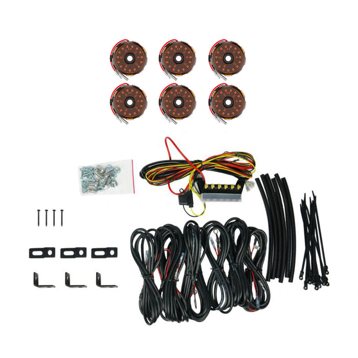 KC HiLiTES Cyclone V2 LED - Rock Light - 6-Light System - Amber - 5W Flood Beam