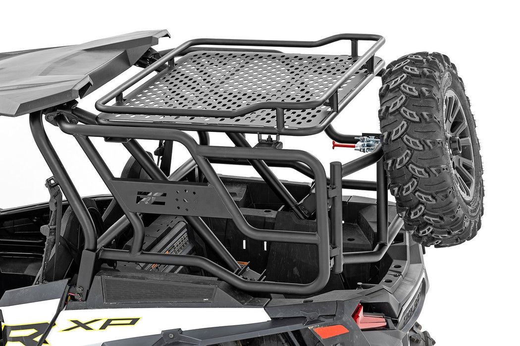 Rough Country Tubular Rear Cargo Rack Spare Tire Mount for 2014-2021 Polaris RZR XP 1000