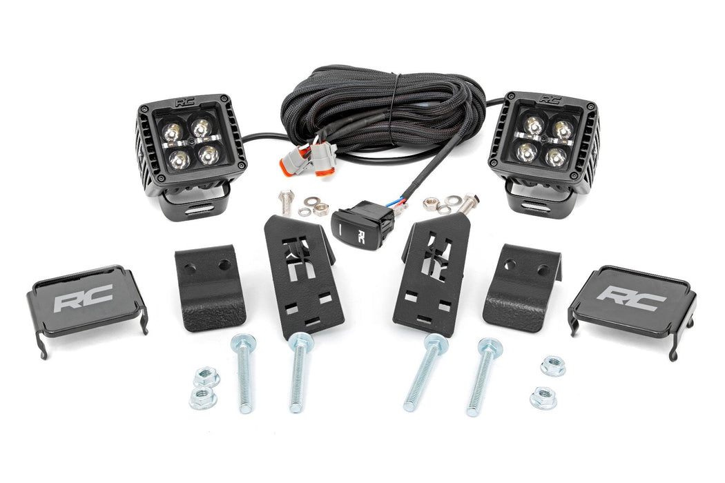 Rough Country LED Light Kit "A" Pillar Mount 2" Black Pair Amber DRL for 2020-2023 Polaris RZR PRO XP