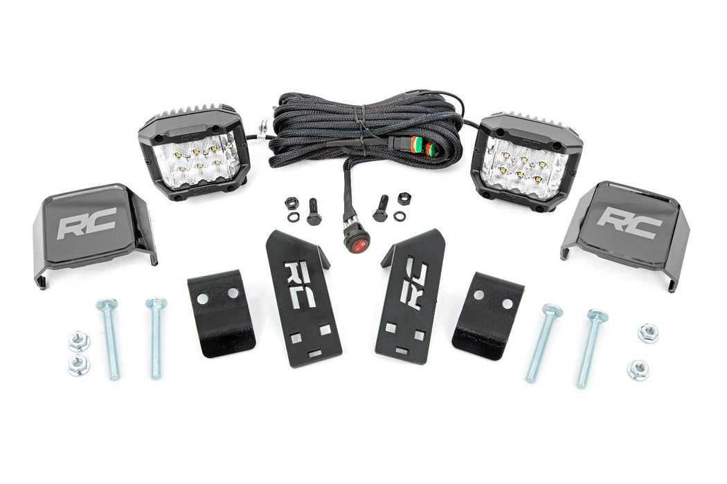 Rough Country LED Light A Pillar Mount 2" Chrome Pair Wide Angle for 2020-2023 Polaris RZR PRO XP