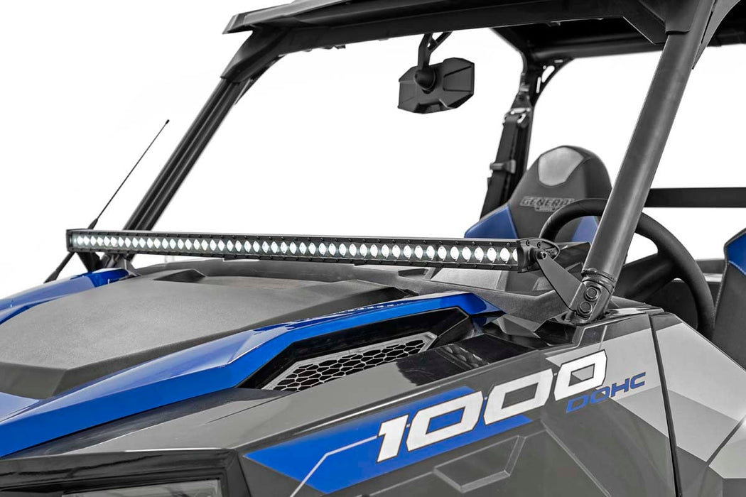 Rough Country LED Light Lower Windshield 50" Black Single Row White DRL for 2016-2023 Polaris General/General XP